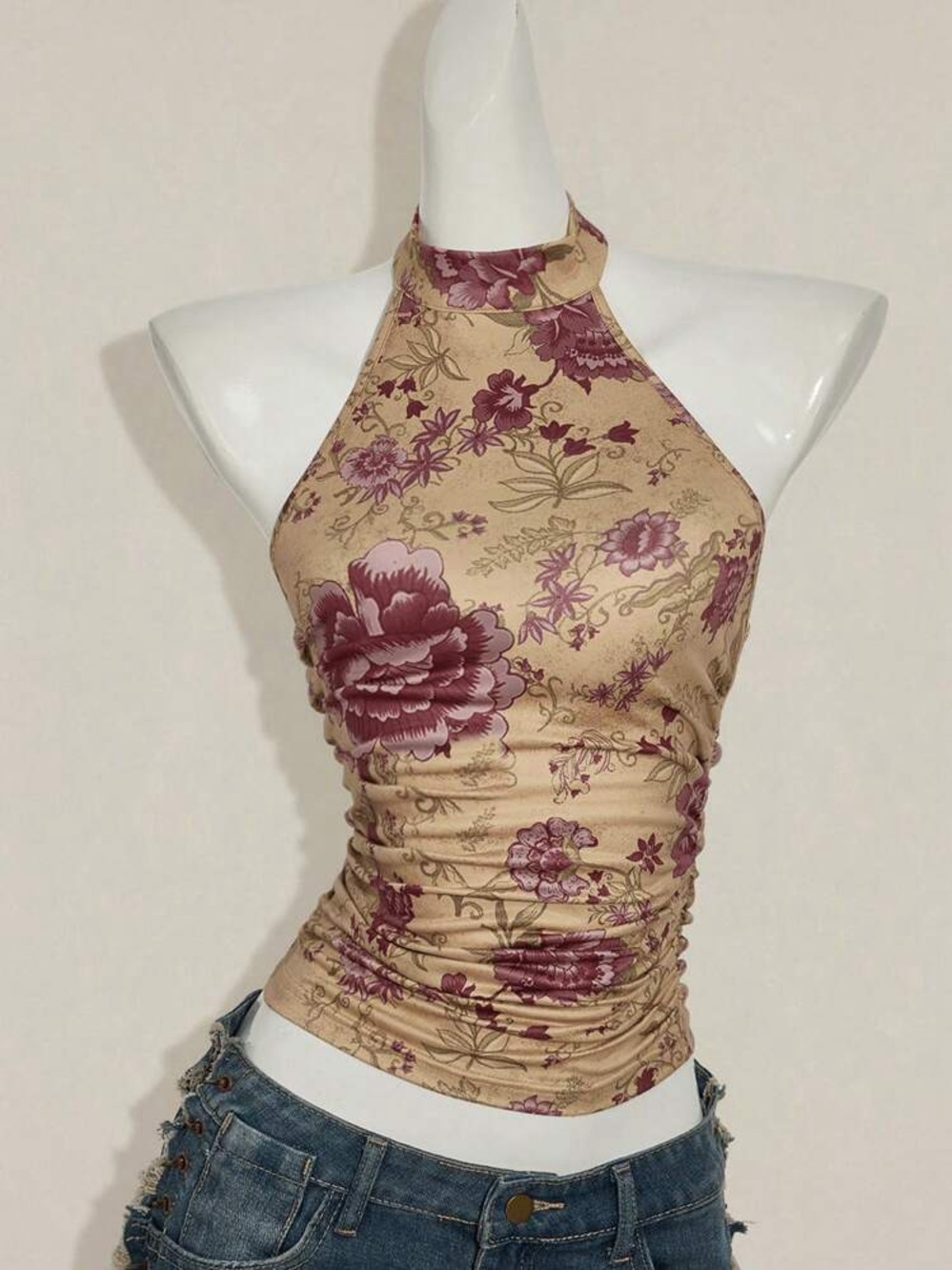 SOLD❌
 pink maybe print tan tank sleeveless - Picture 2 of 6